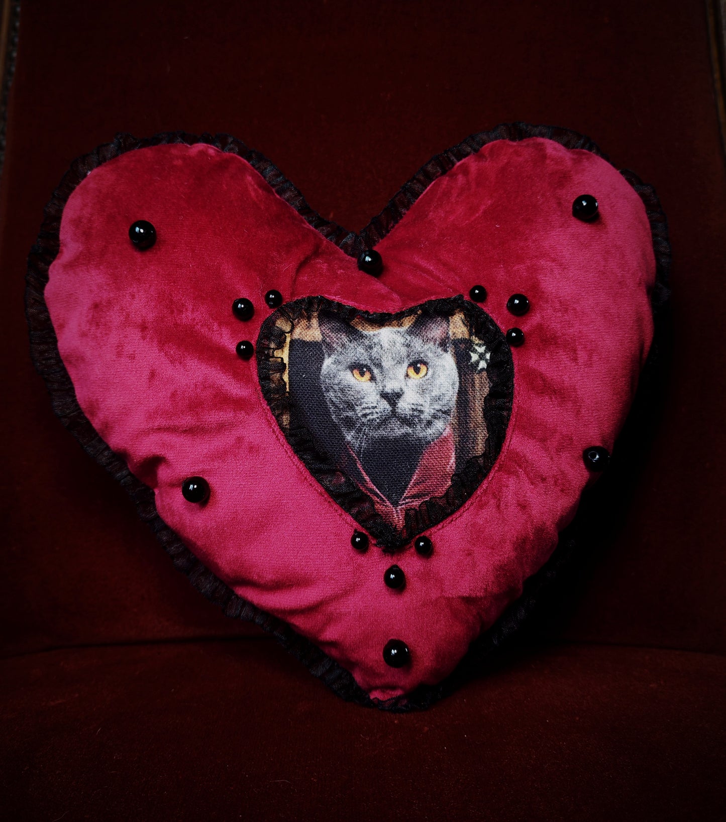 Coussin coeur (Mistigri) "Purr Amor"