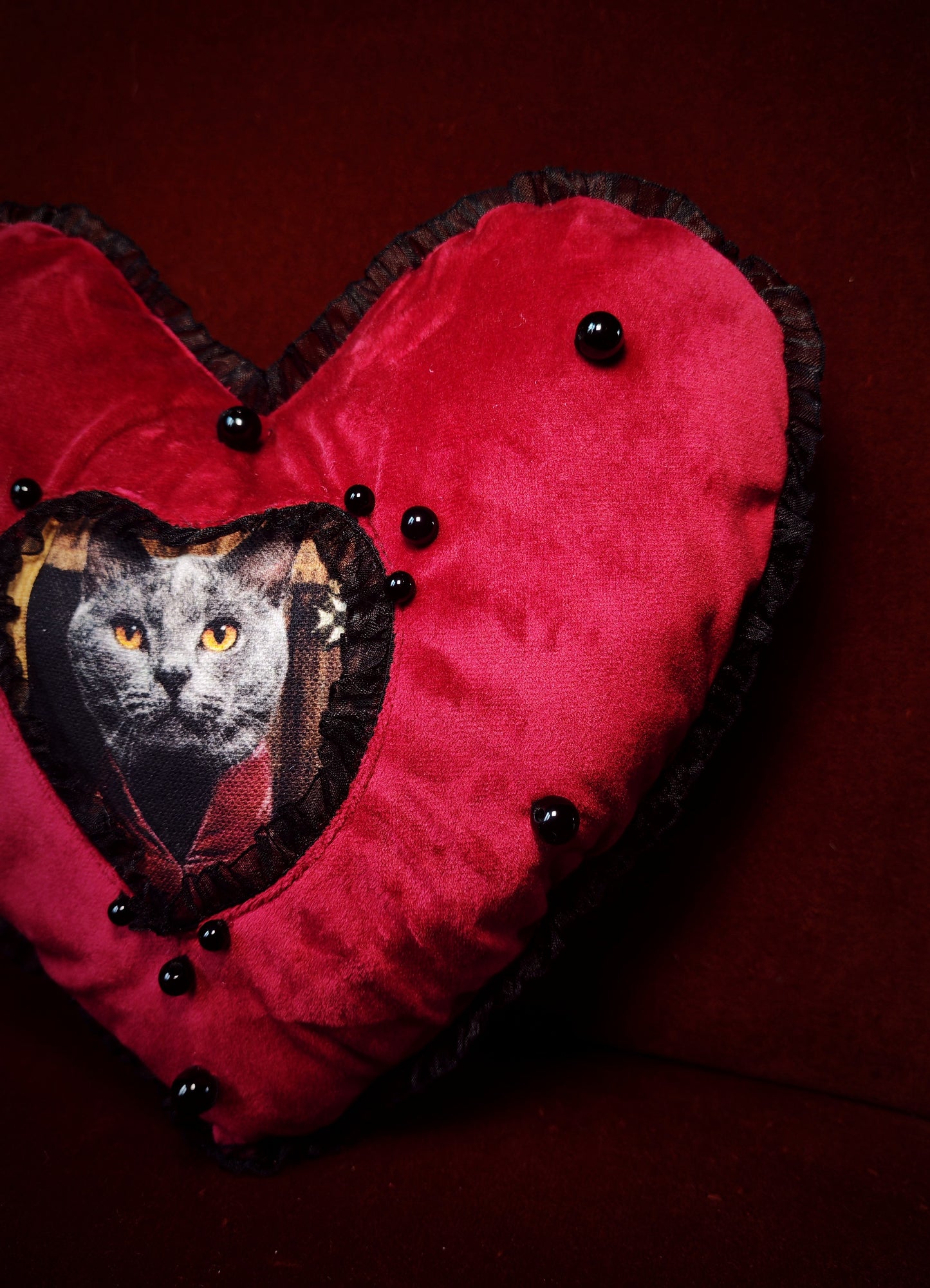 Coussin coeur (Mistigri) "Purr Amor"