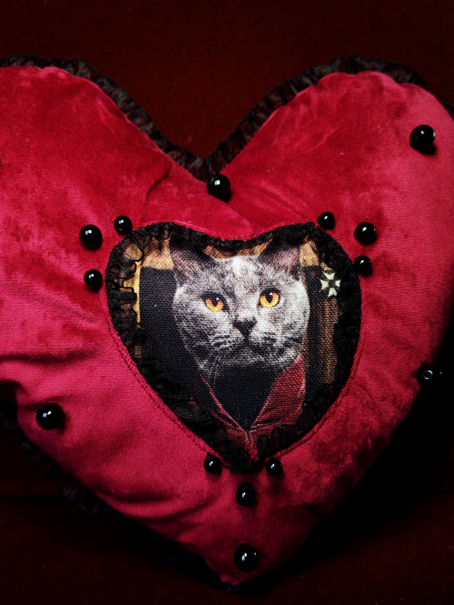 Coussin coeur (Mistigri) "Purr Amor"
