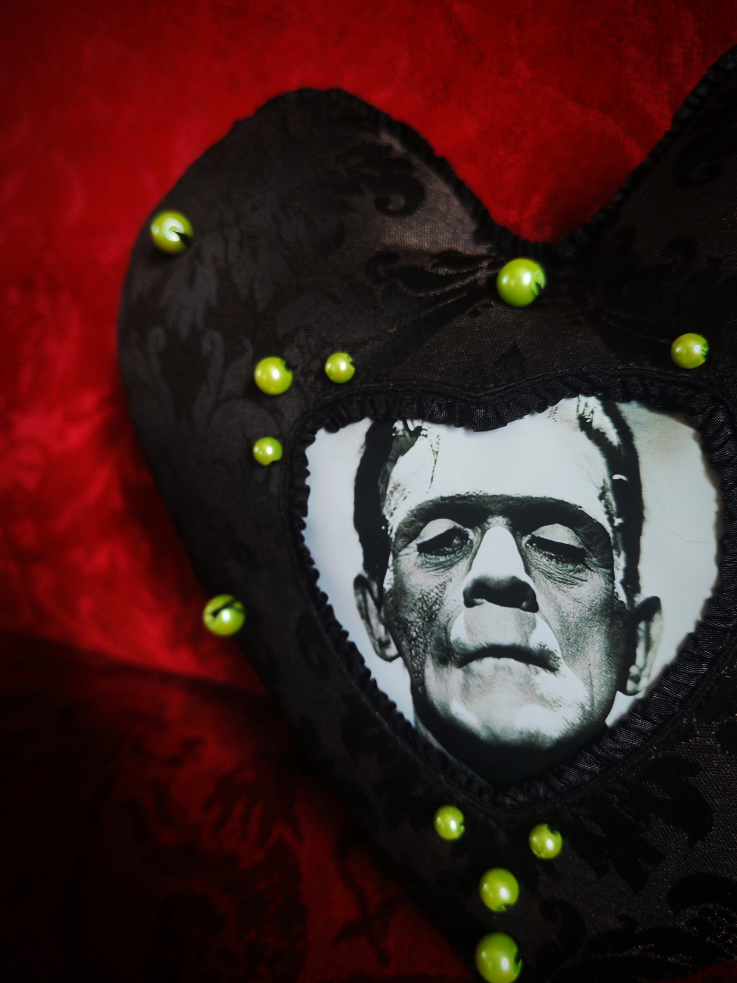 Ensemble Coussins coeur "Frankenstein"