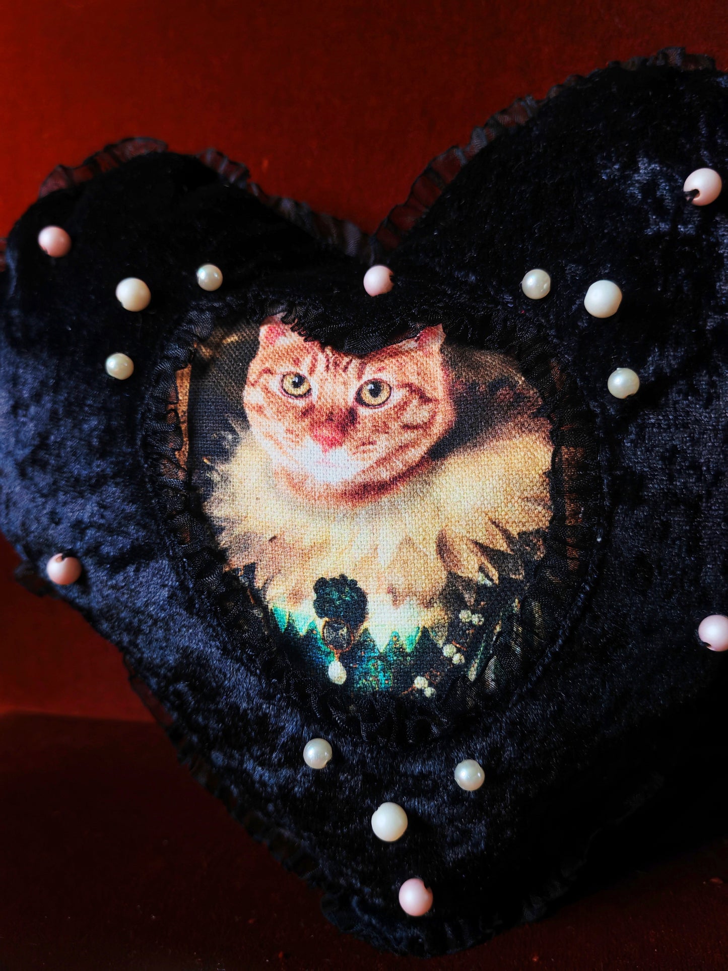 Coussin coeur (Corail) "Purr Amor"