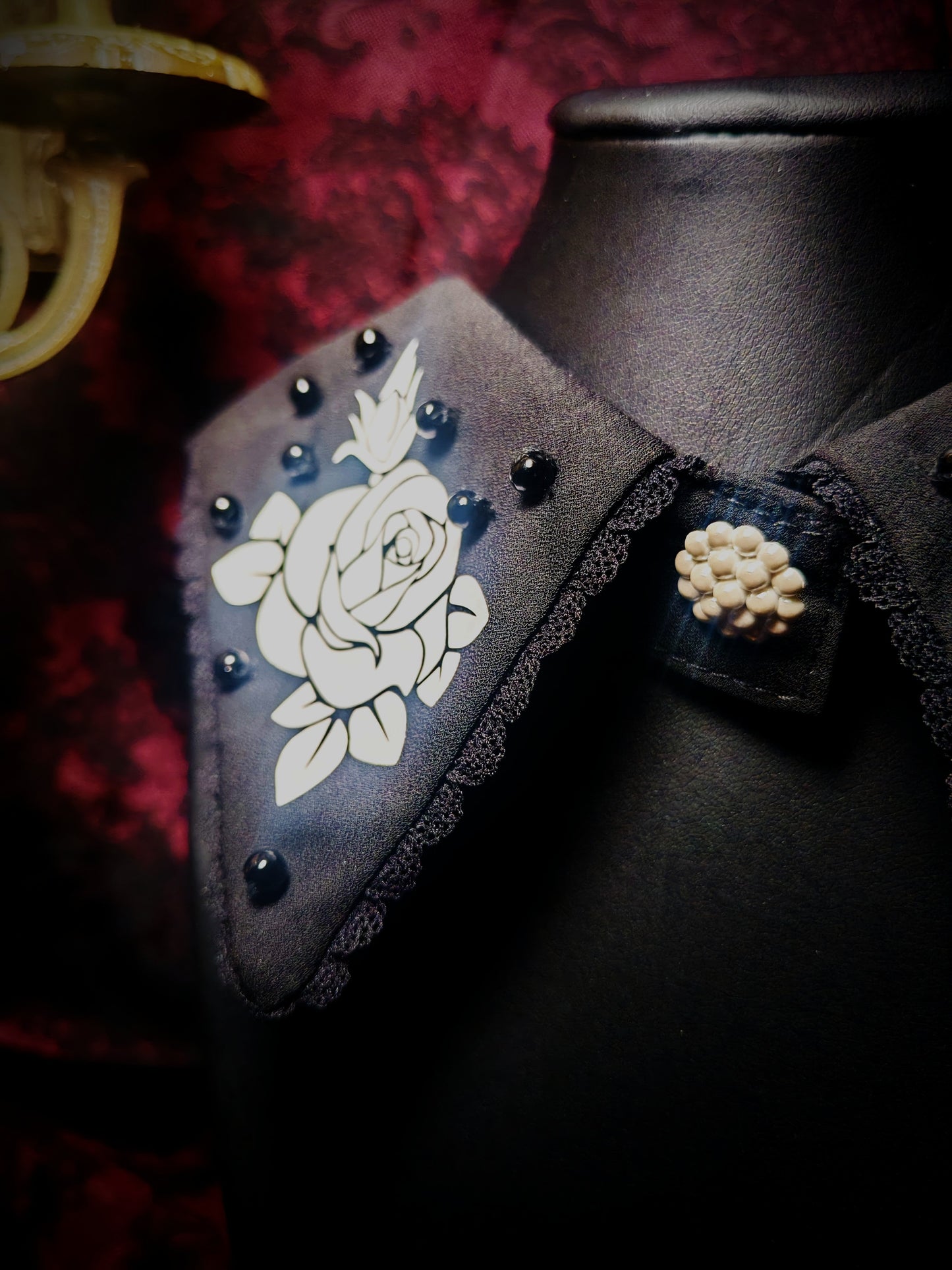 Col Amovible Noir "Eternal Roses"
