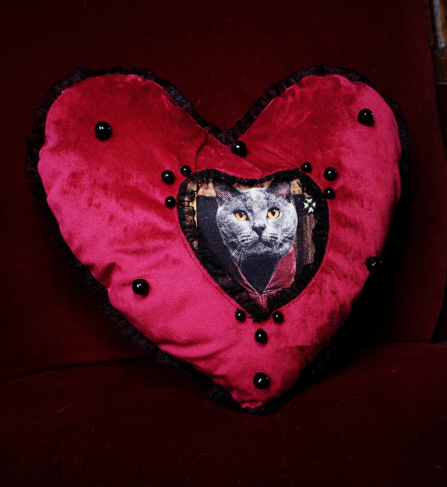 Coussin coeur (Mistigri) "Purr Amor"