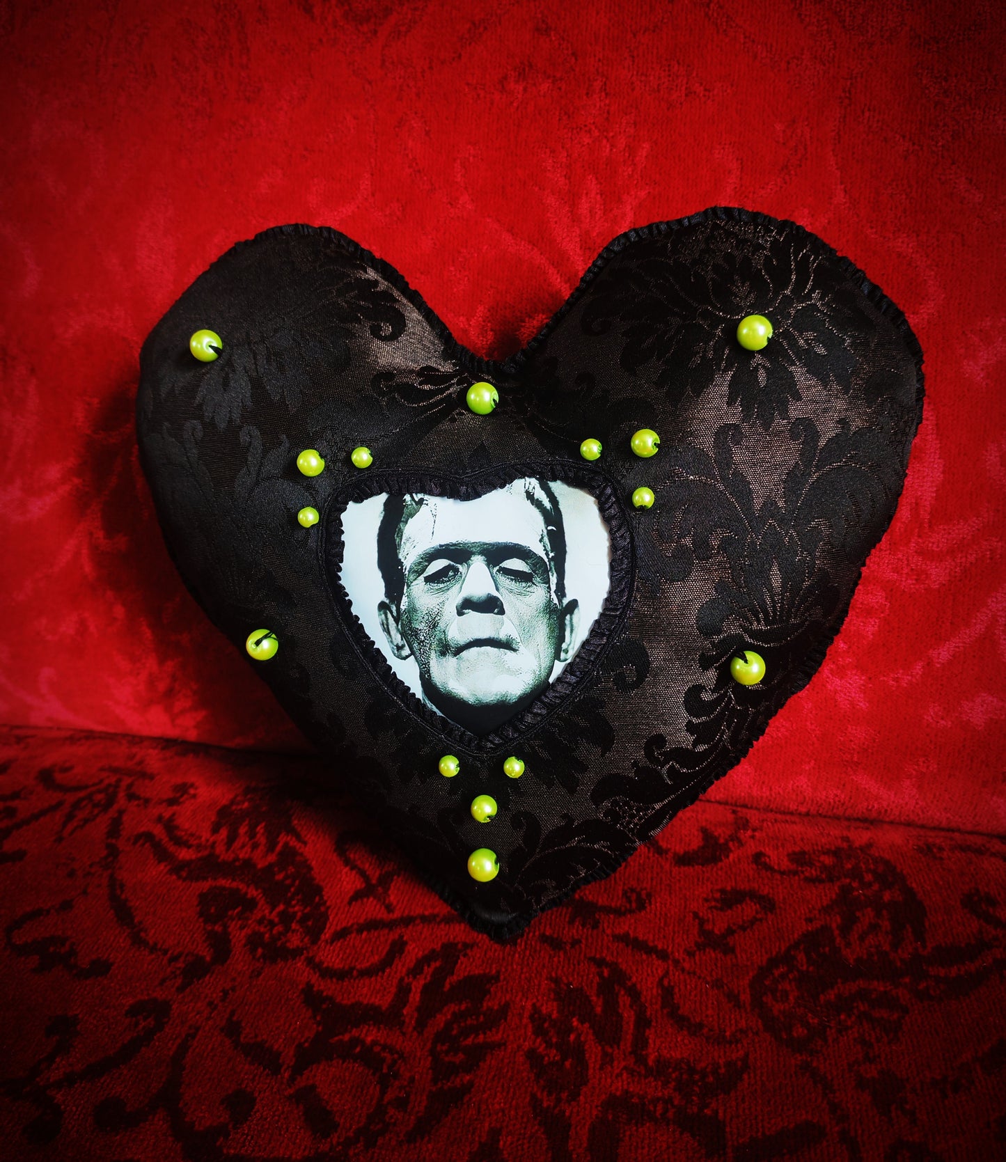 Coussin coeur "Frankenstein"