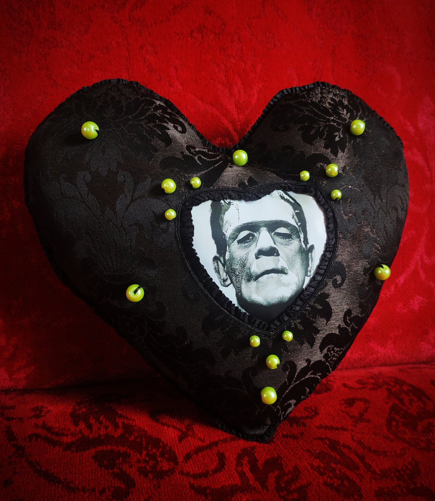Coussin coeur "Frankenstein"