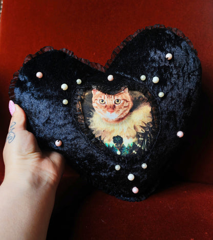 Coussin coeur (Corail) "Purr Amor"