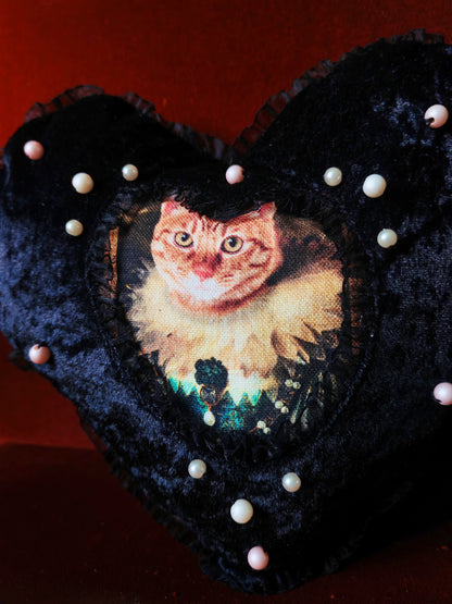 Coussin coeur (Corail) "Purr Amor"