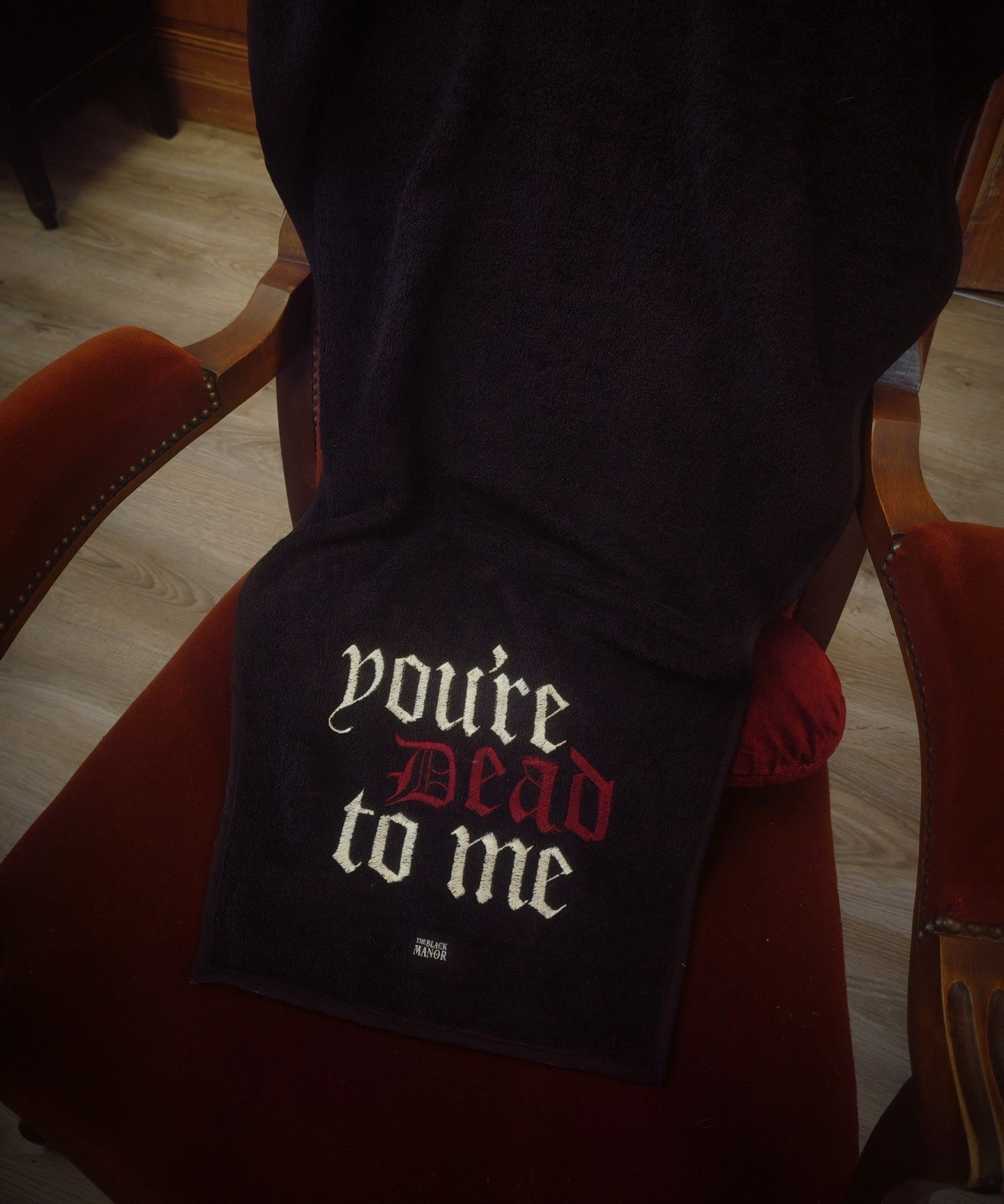 Serviette cercueil "You're dead to me" Brodée