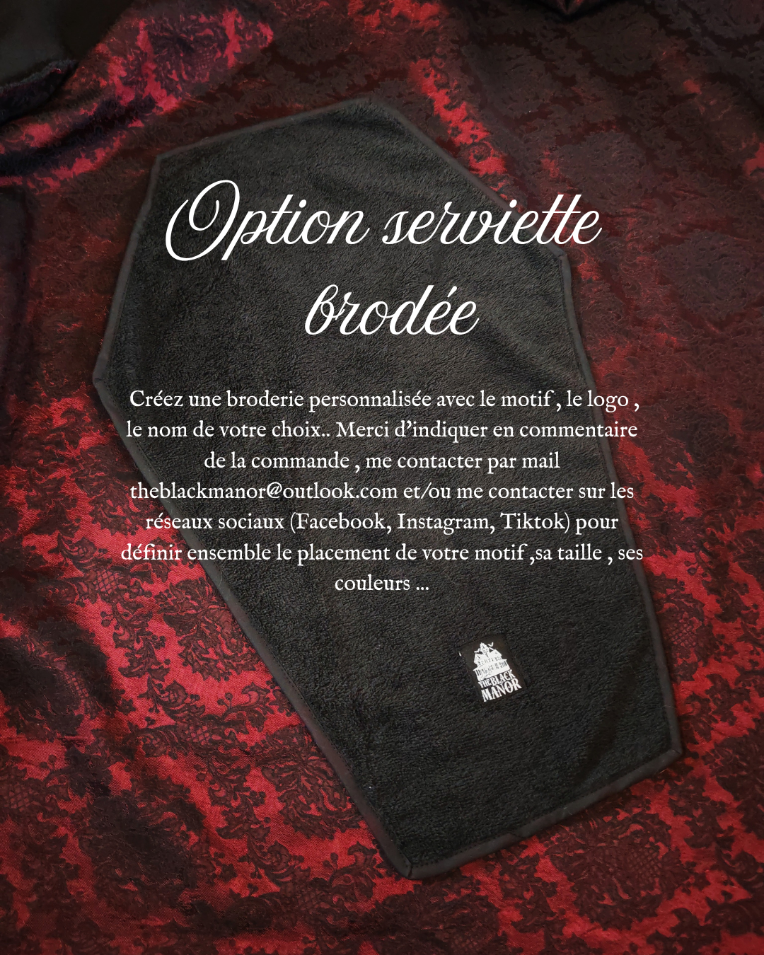 Serviette main cercueil "Coffin" (Option Broderie)